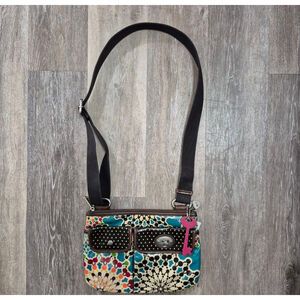 Women's Fossil Key-Per Multi-color Teal Crossbody Bag One Size